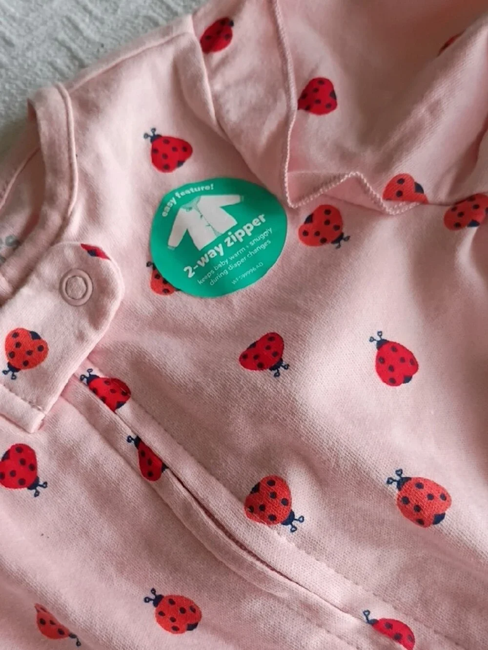Carter's Pink Ladybug Footed Zip One-Piece